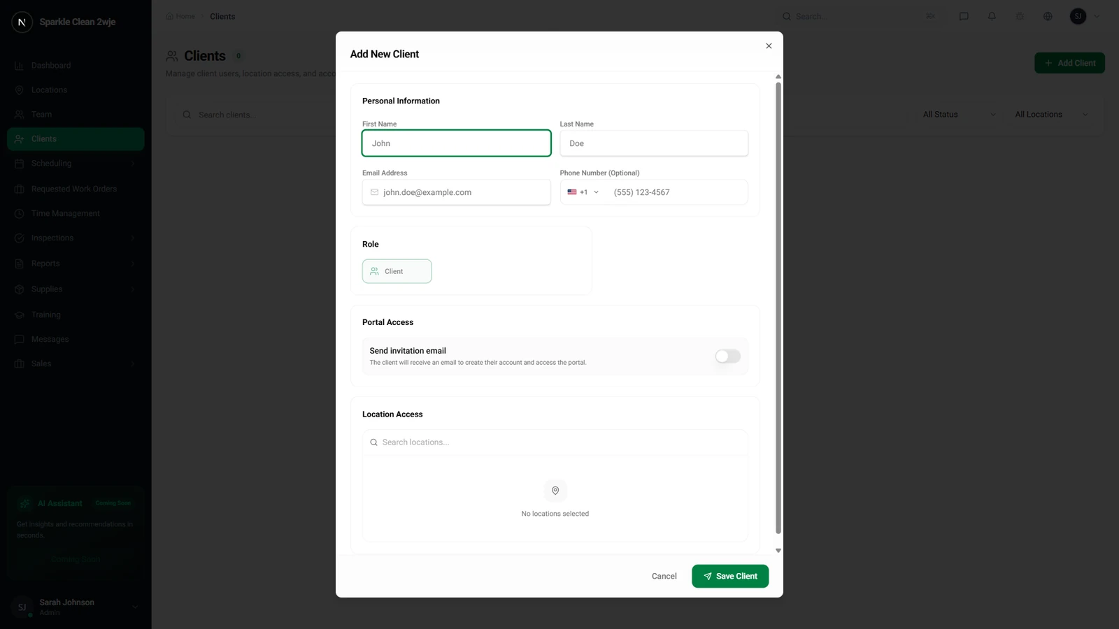 Open the Client Form