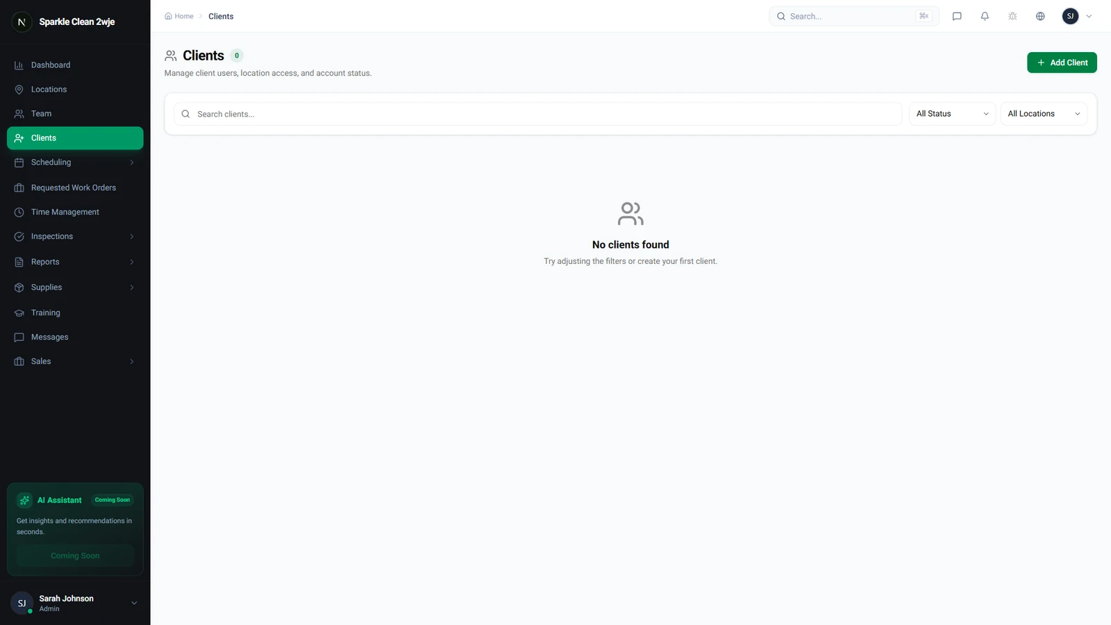 Open the Clients Module