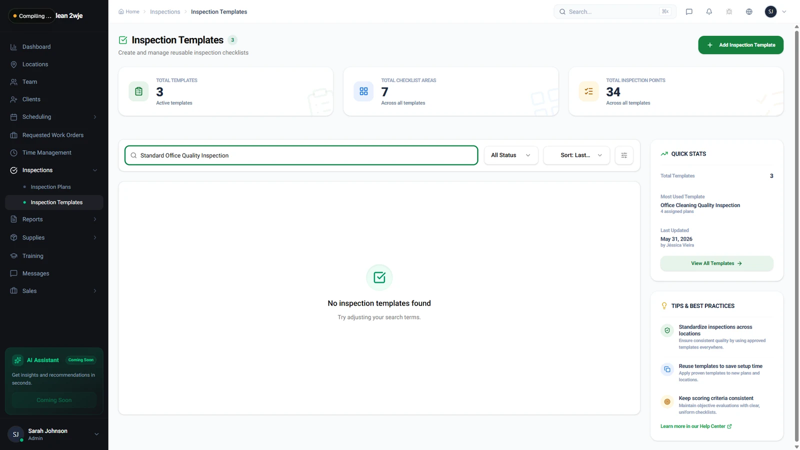 Create an Inspection Template